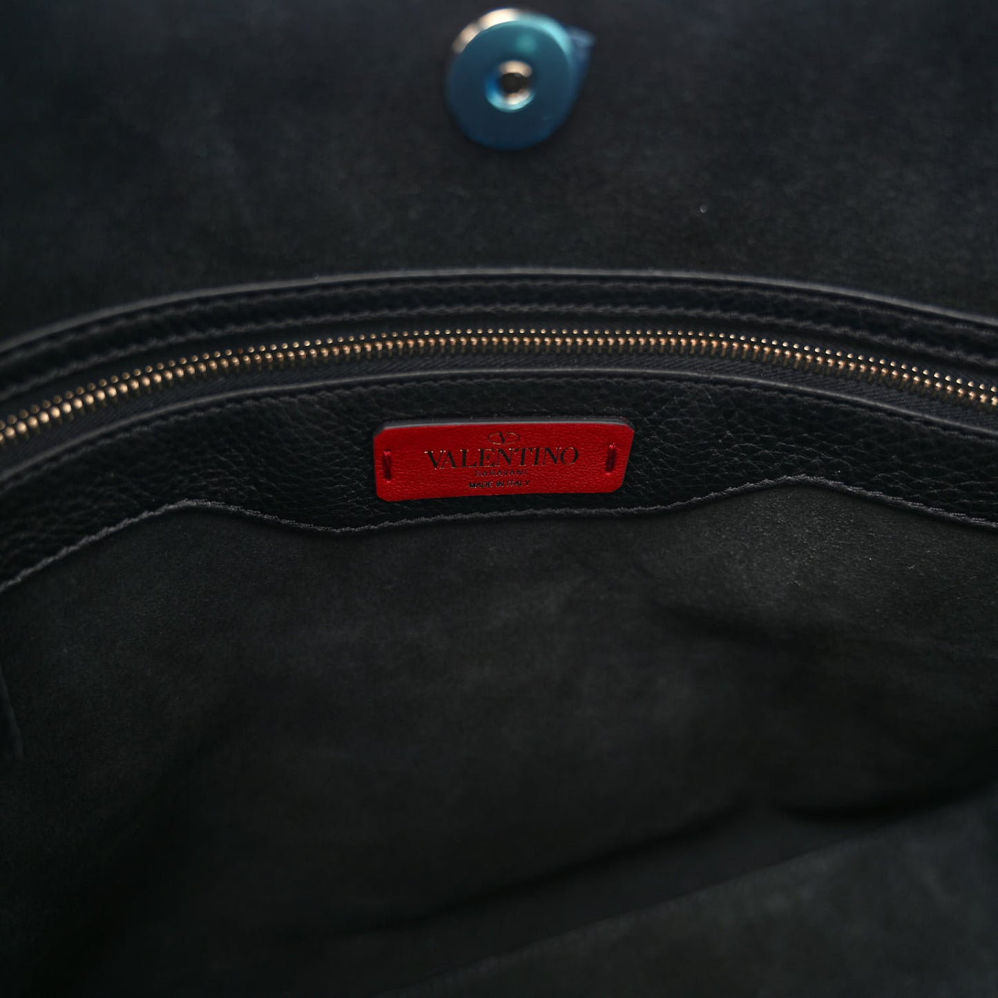 Grained Calfskin Rockstud Shoulder Tote Black