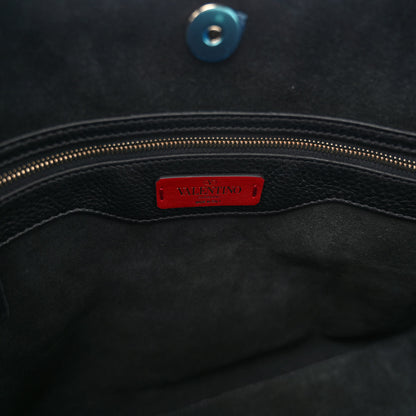 Valentino Garavani Grained Calfskin Rockstud Shoulder Tote Black 6 of 9