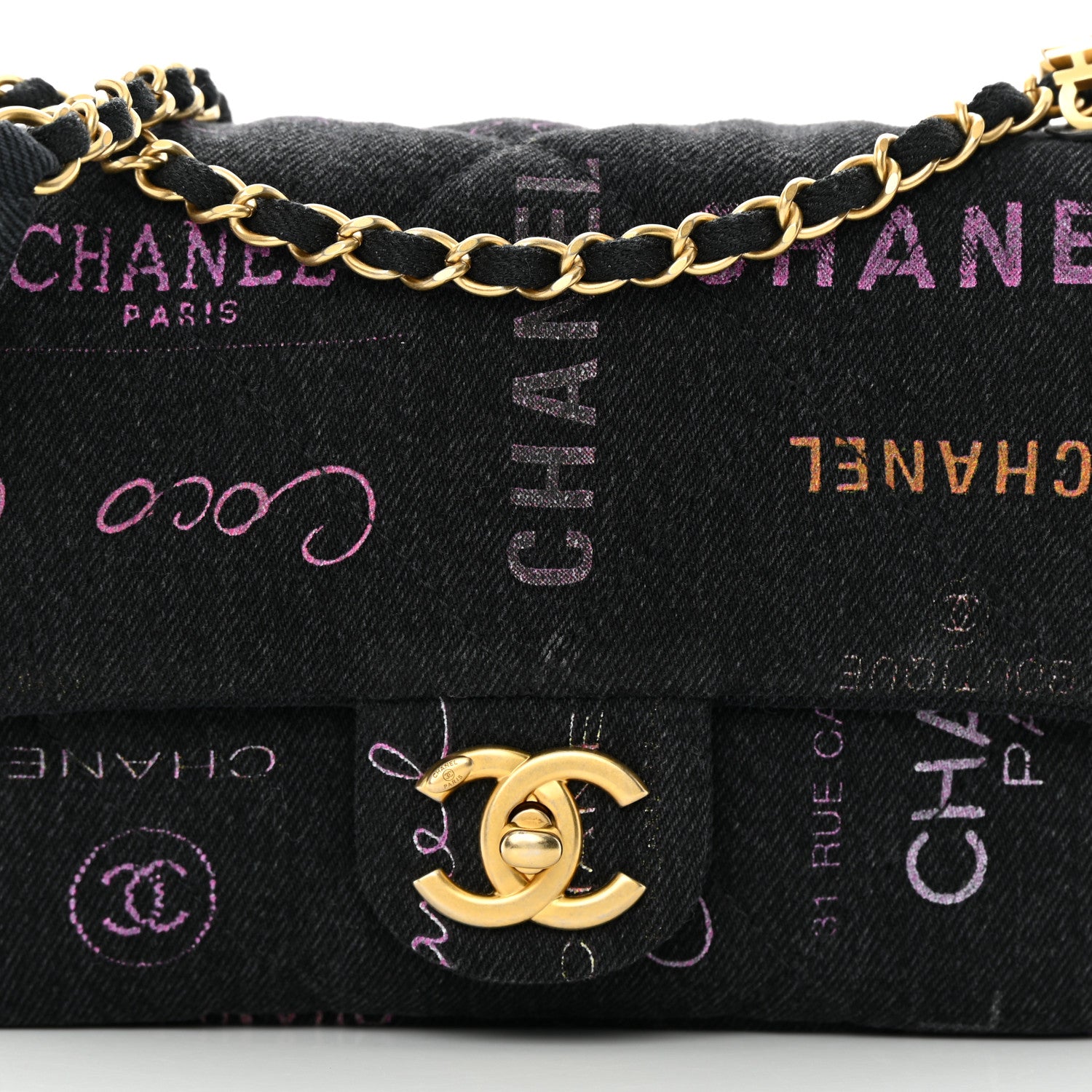 Chanel Denim Quilted Denim Mood Mini Rectangular Flap Black Multicolor 8 of 11