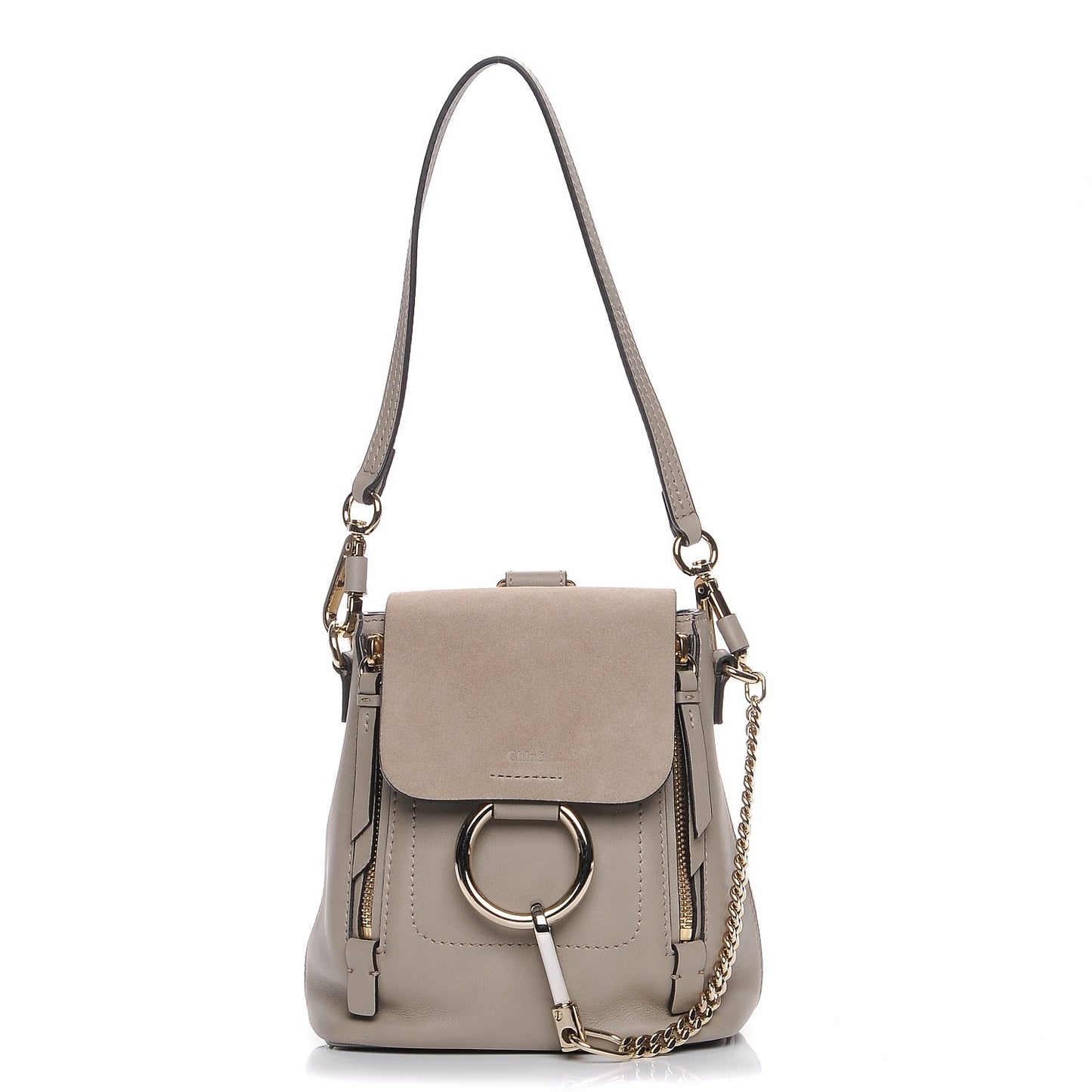 Suede Calfskin Mini Faye Backpack Motty Grey