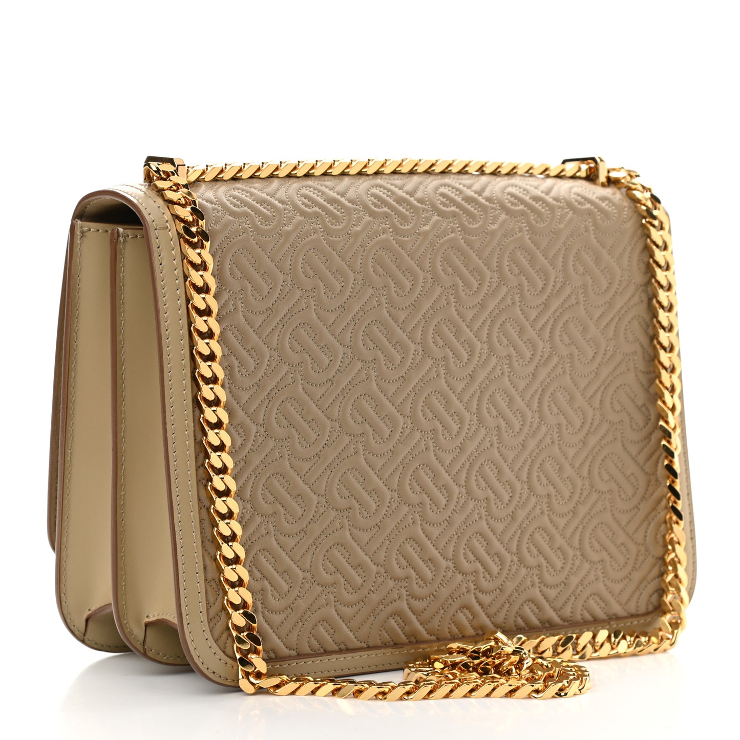 Calfskin Monogram Embossed Medium TB Chain Bag Honey