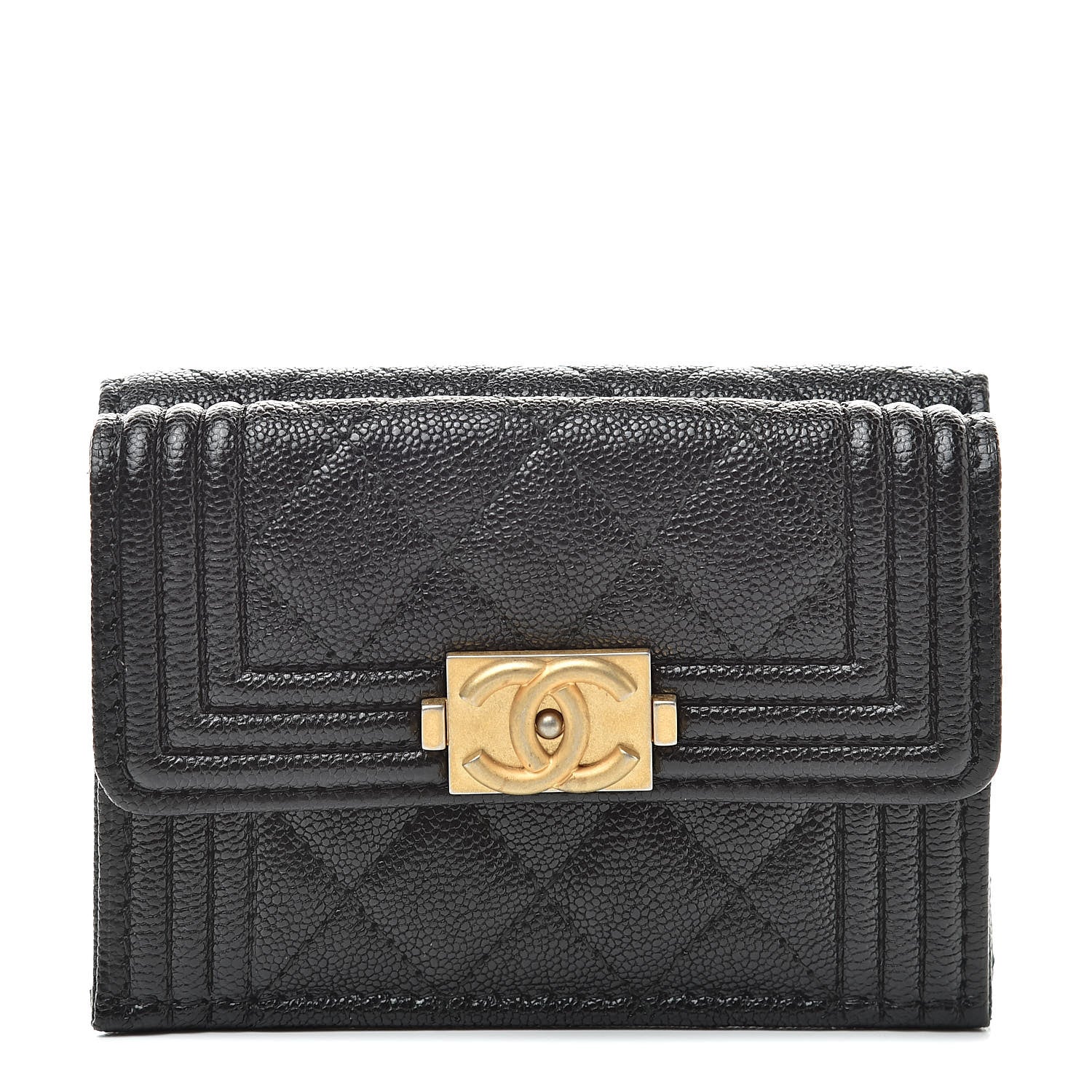 Chanel Caviar Quilted Small Boy Flap Wallet Black 1 of 9