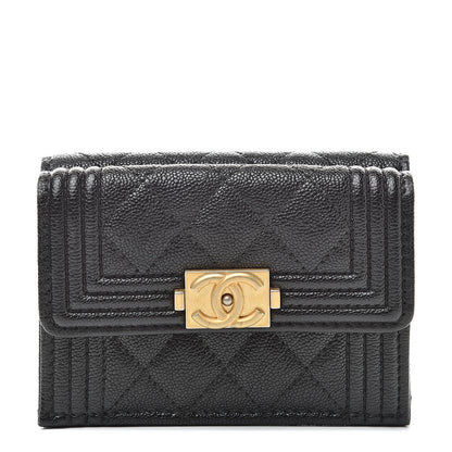 Chanel Caviar Quilted Small Boy Flap Wallet Black 1 of 9