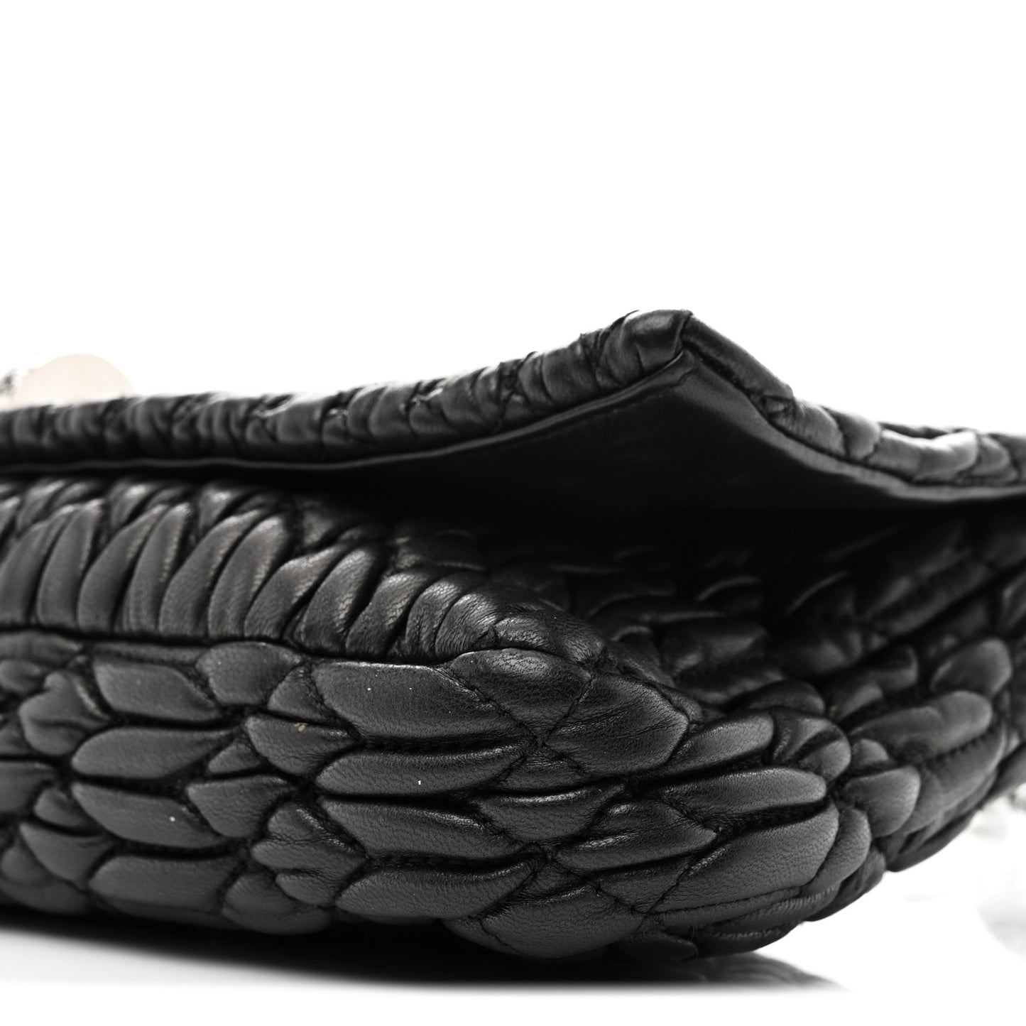 Nappa Matelasse Crystal Flap Clutch Black