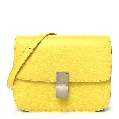 Celine Liege Calfskin Medium Classic Box Flap Bag Fluo Yellow 1 of 14