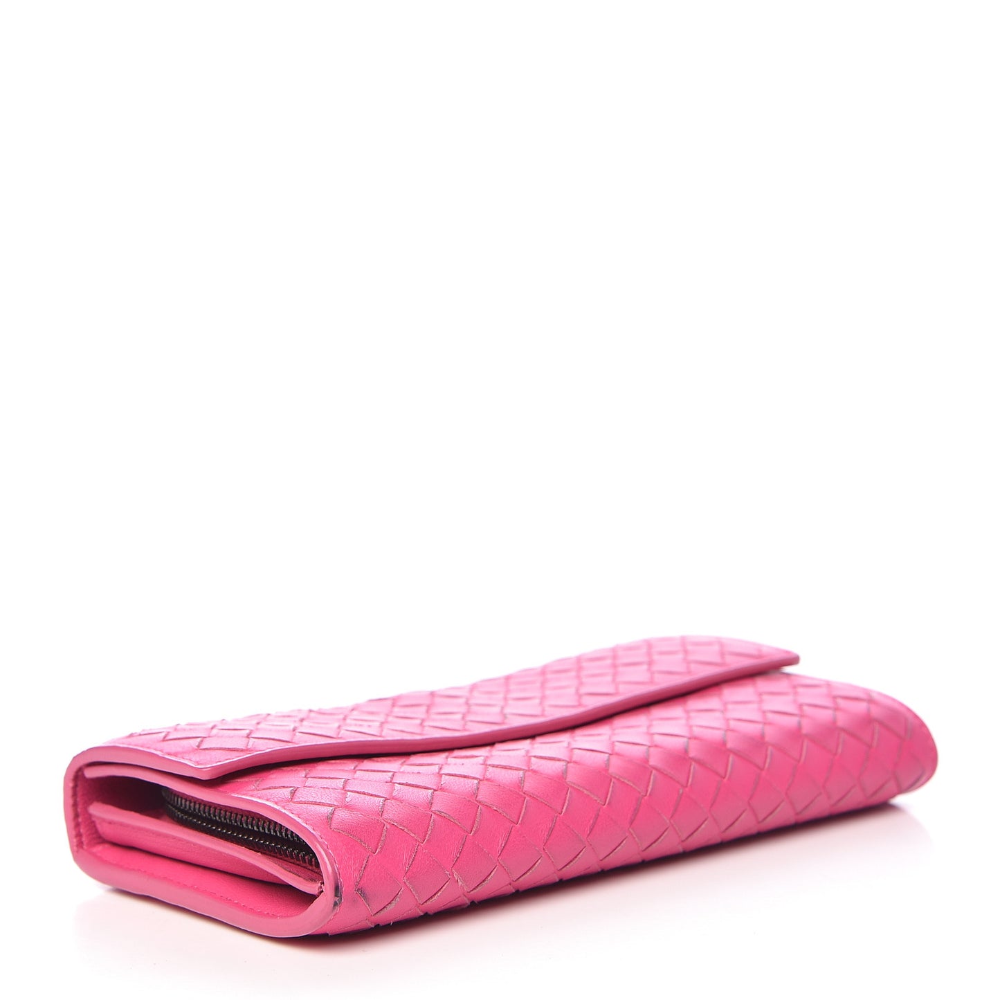 Nappa Intrecciato Continental Flap Wallet Rosa Shock