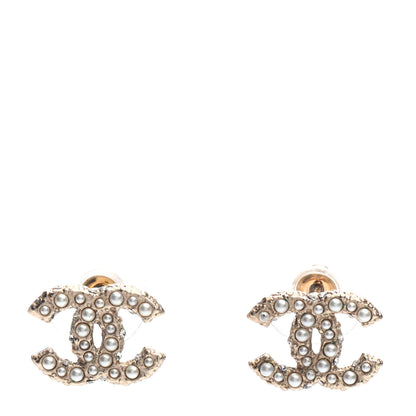 Chanel Crystal Pearl CC Earrings Gold 1 of 5