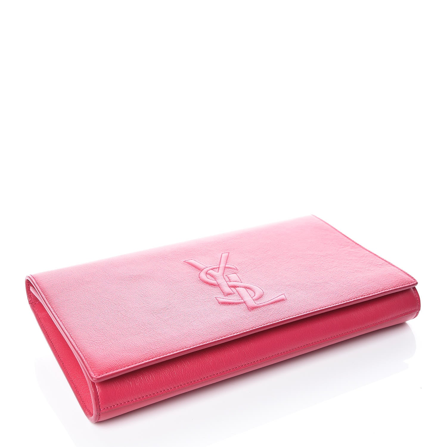 Saint Laurent Goatskin Monogram Large Belle De Jour Clutch Lipstick Fuchsia 4 of 9