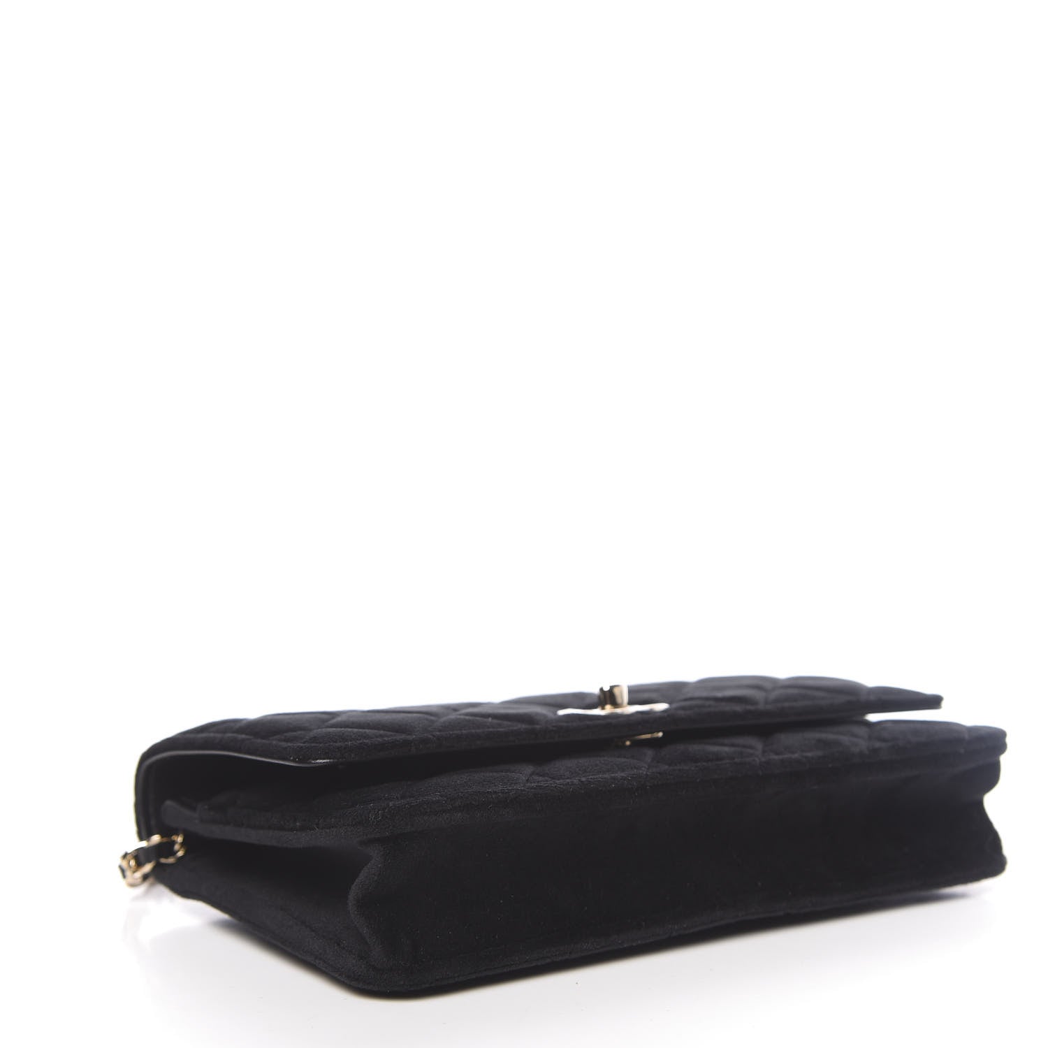 Chanel Velvet Quilted Pearl Crush Wallet On Chain WOC Black 4 of 12
