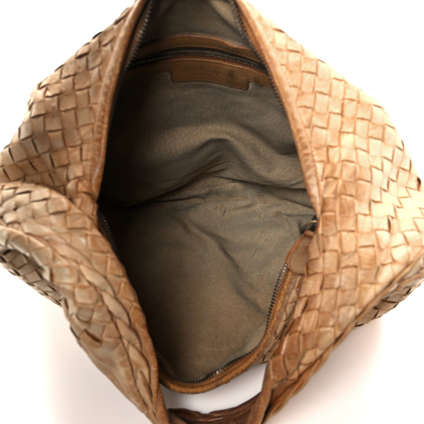 Nappa Intrecciato Embossed Medium Veneta Hobo Camel