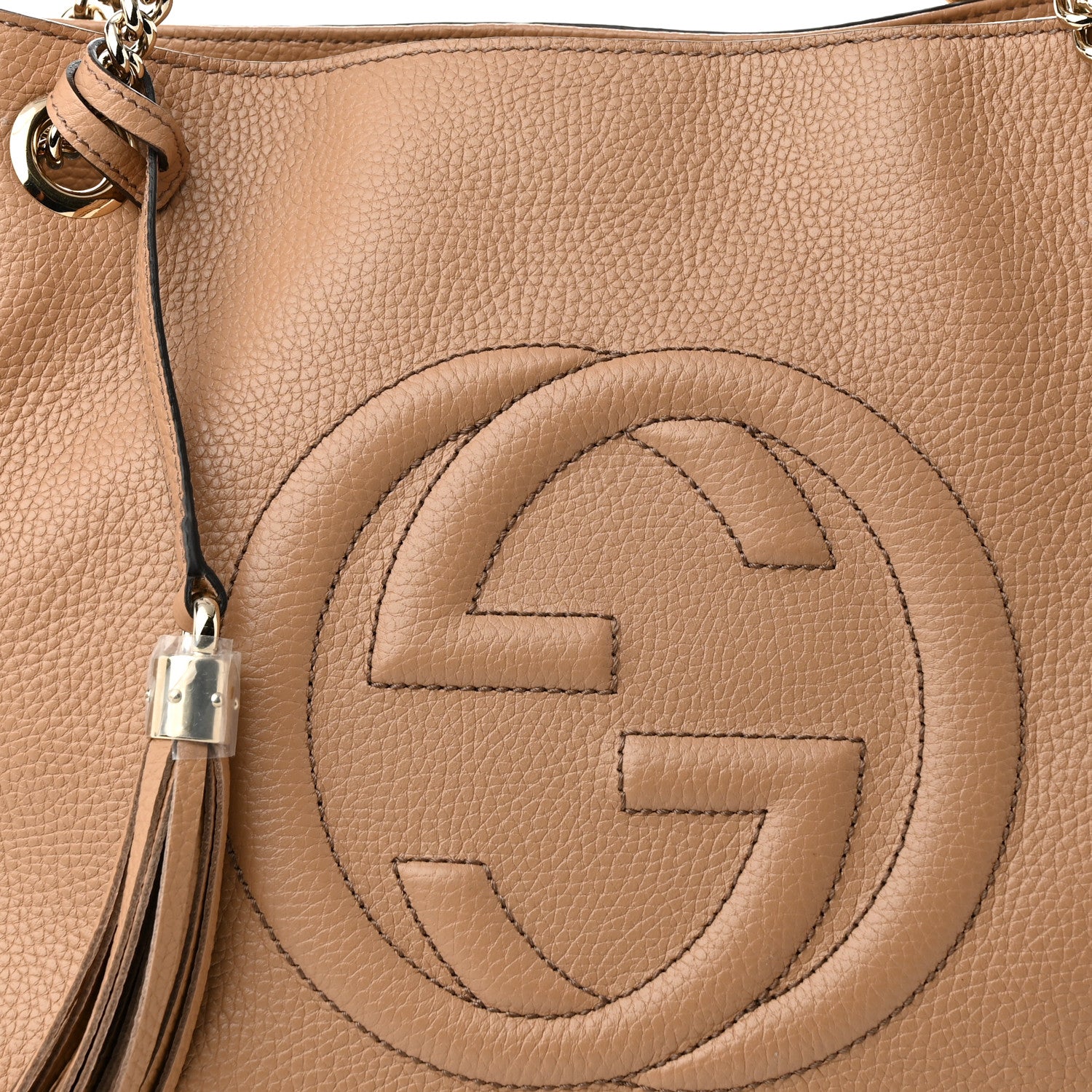 Gucci Pebbled Calfskin Medium Soho Chain Shoulder Bag Camelia 8 of 10