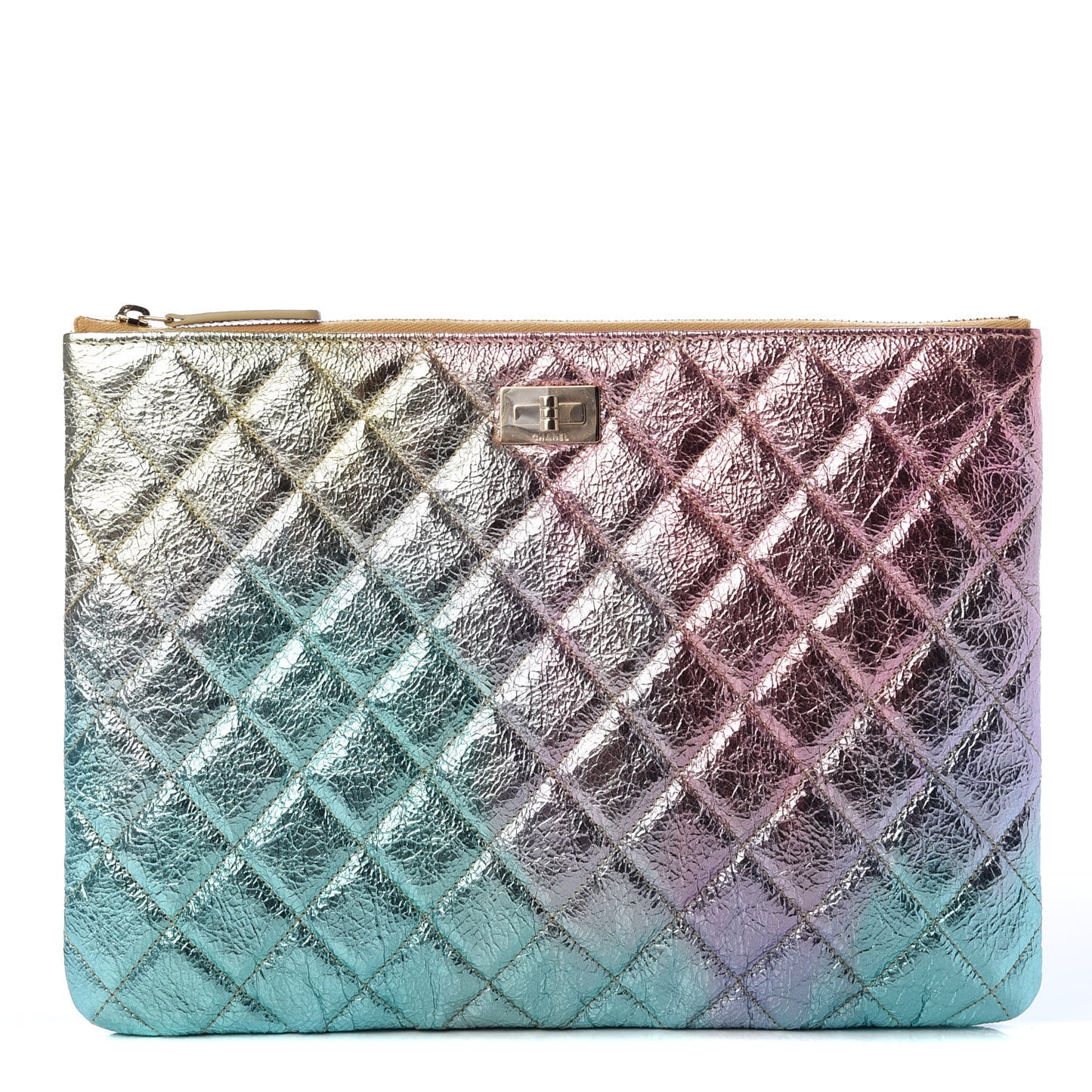 Metallic Goatskin Quilted Medium 2.55 Reissue Cosmetic Case Multicolor
