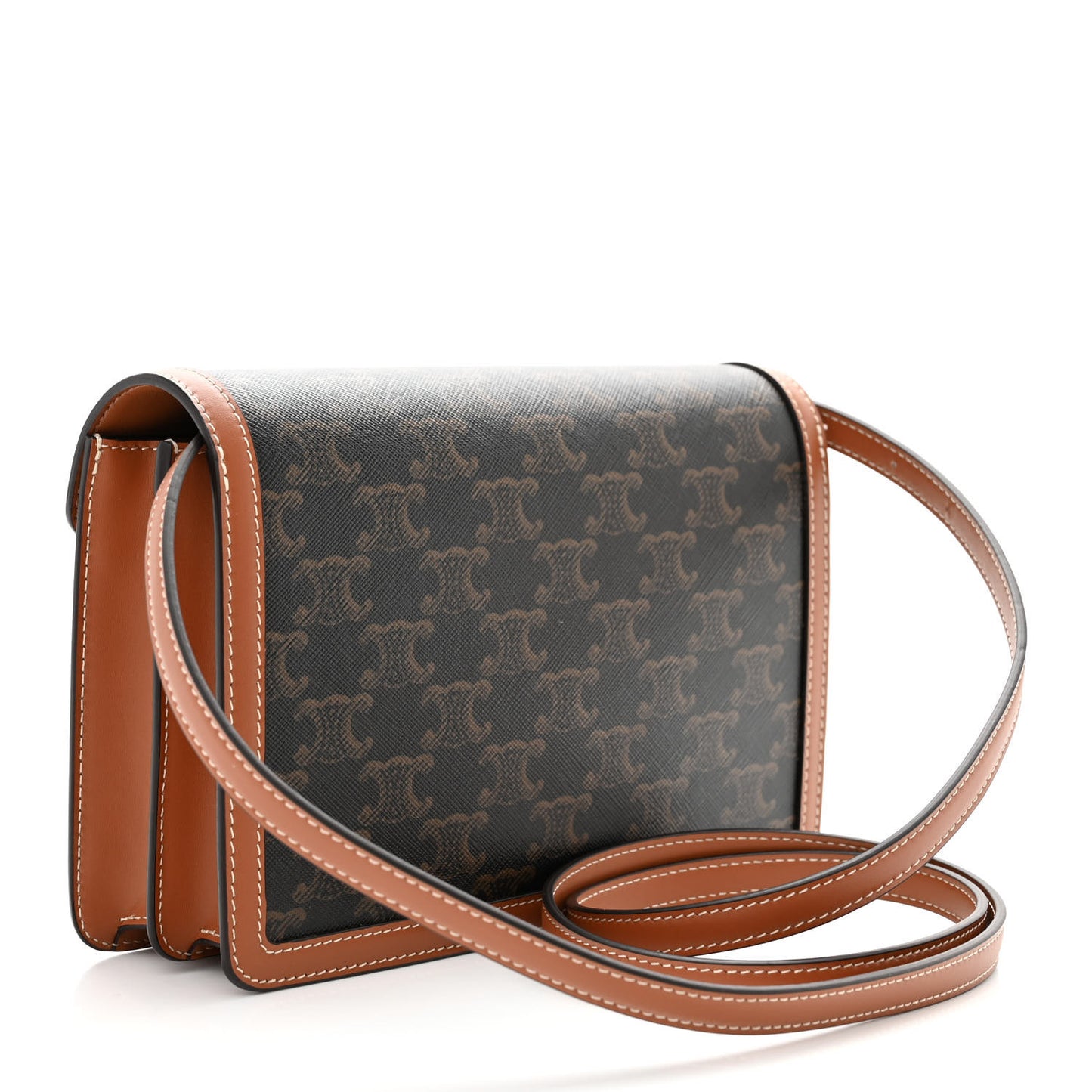 Triomphe Canvas Calfskin Enveloppe Bag Tan