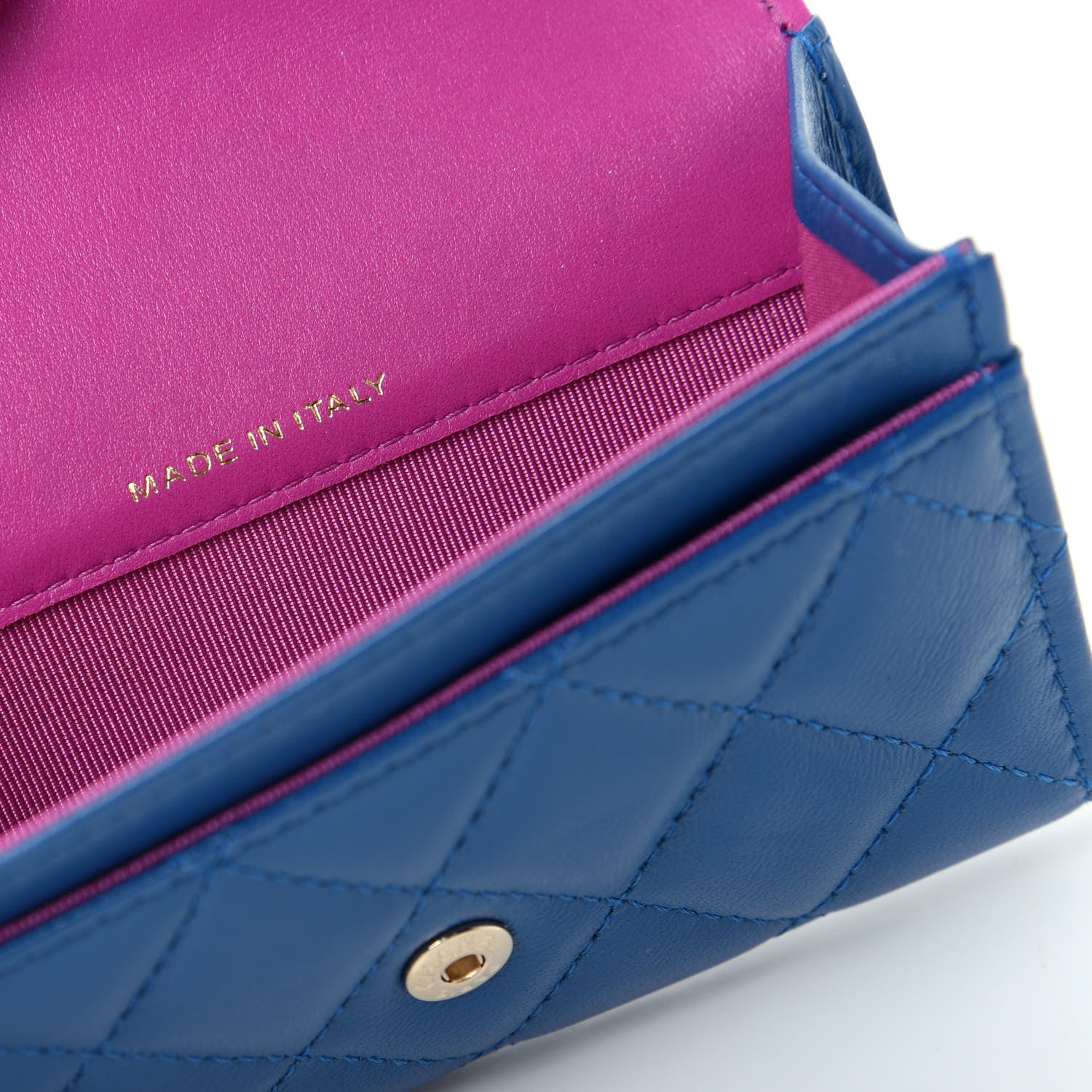 Chanel Lambskin Quilted Flap Card Holder Wallet Blue Pink 7 of 9