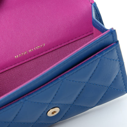 Chanel Lambskin Quilted Flap Card Holder Wallet Blue Pink 7 of 9