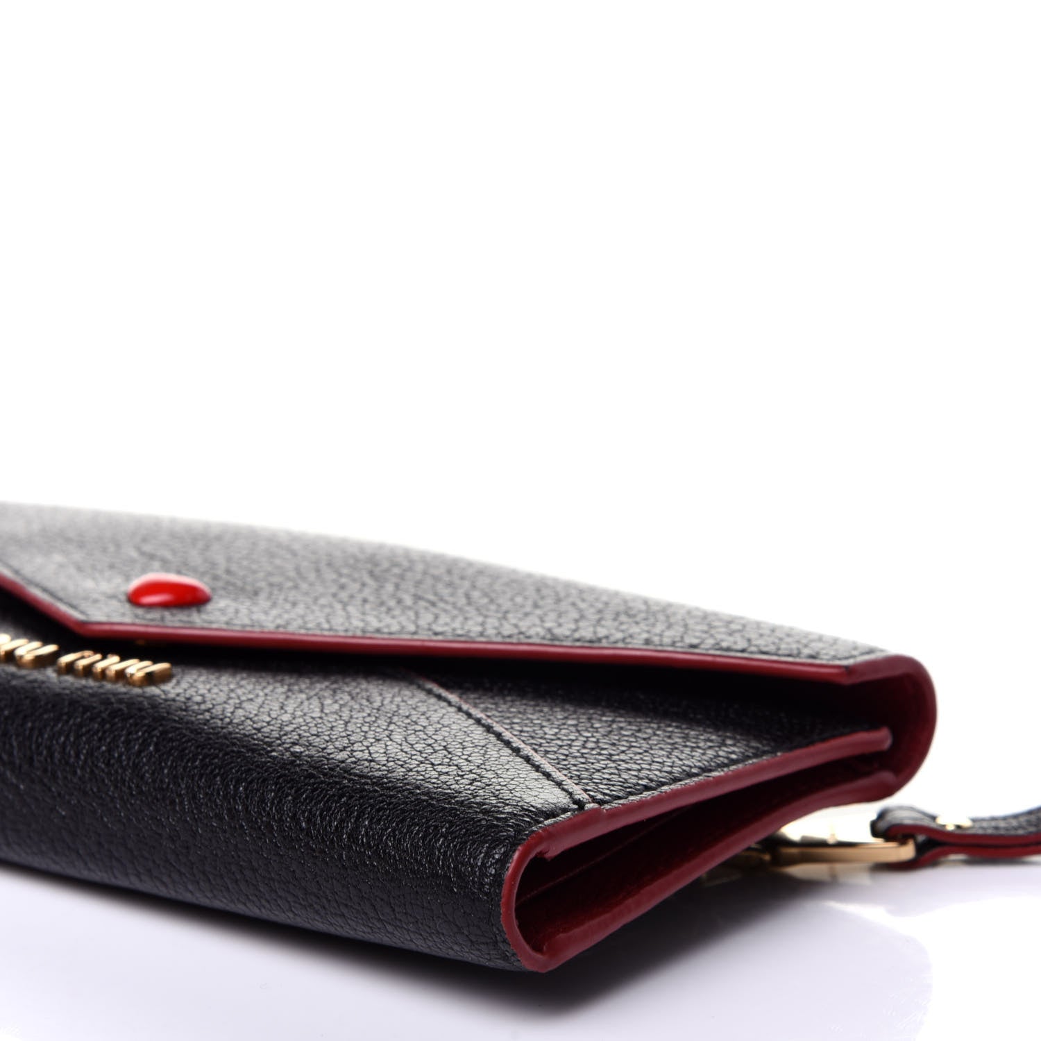 Miu Miu Goatskin Madras Love Envelope Wallet Black 8 of 9