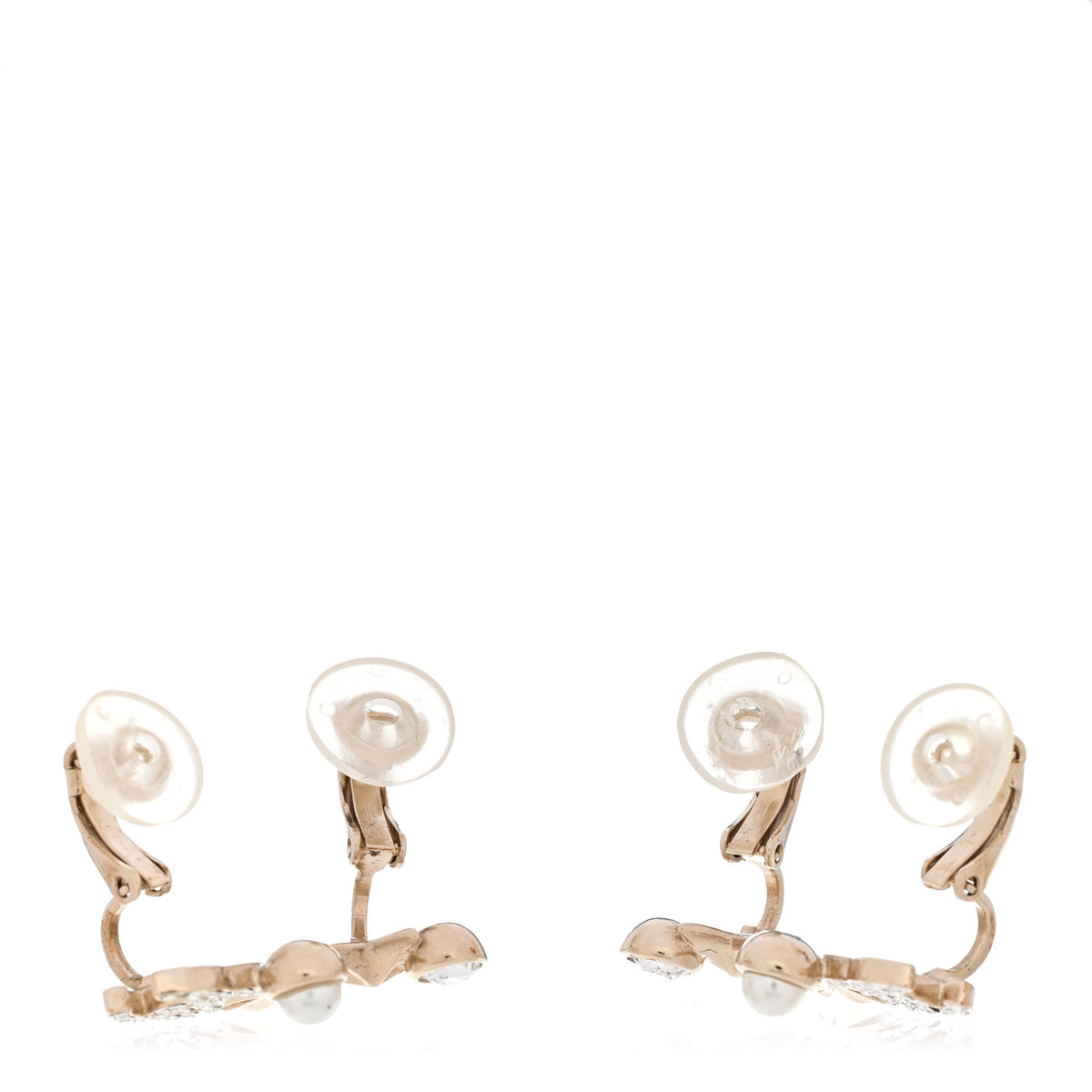 Chanel Crystal Pearl Sergeant CC Clip On Earrings Gold 3 of 5