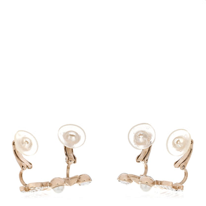 Chanel Crystal Pearl Sergeant CC Clip On Earrings Gold 3 of 5