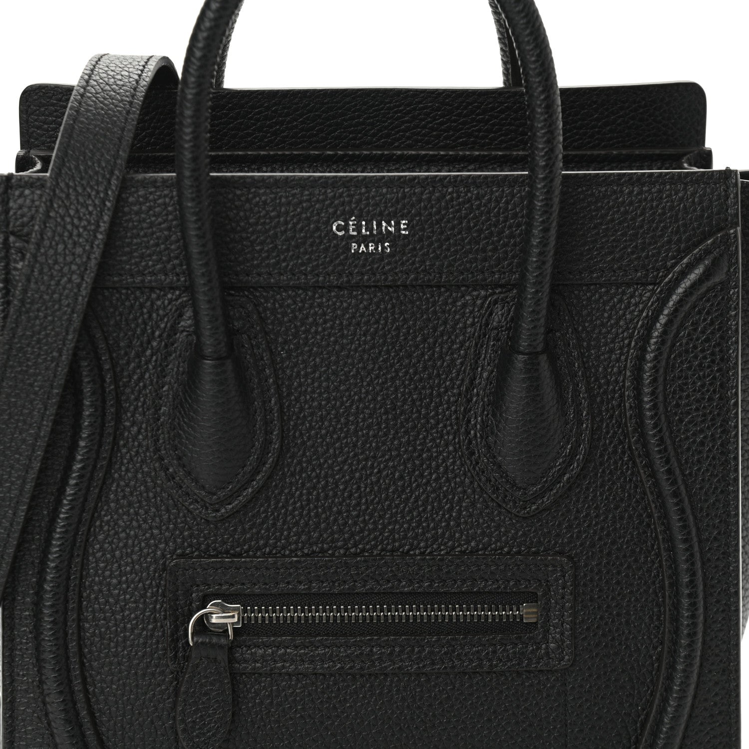 Celine Drummed Calfskin Nano Luggage Black 7 of 10