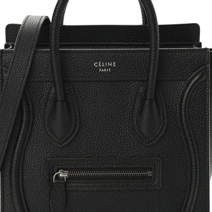 Celine Drummed Calfskin Nano Luggage Black 7 of 10