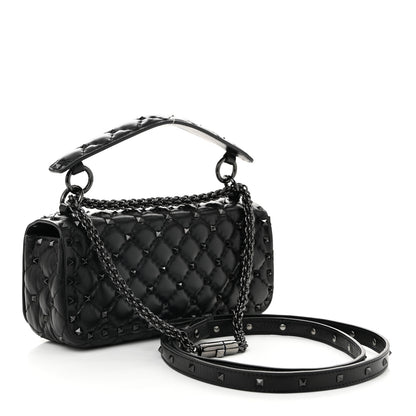 Valentino Garavani Calfskin Tonal Rockstud Spike Convertible Shoulder Bag Black 3 of 9