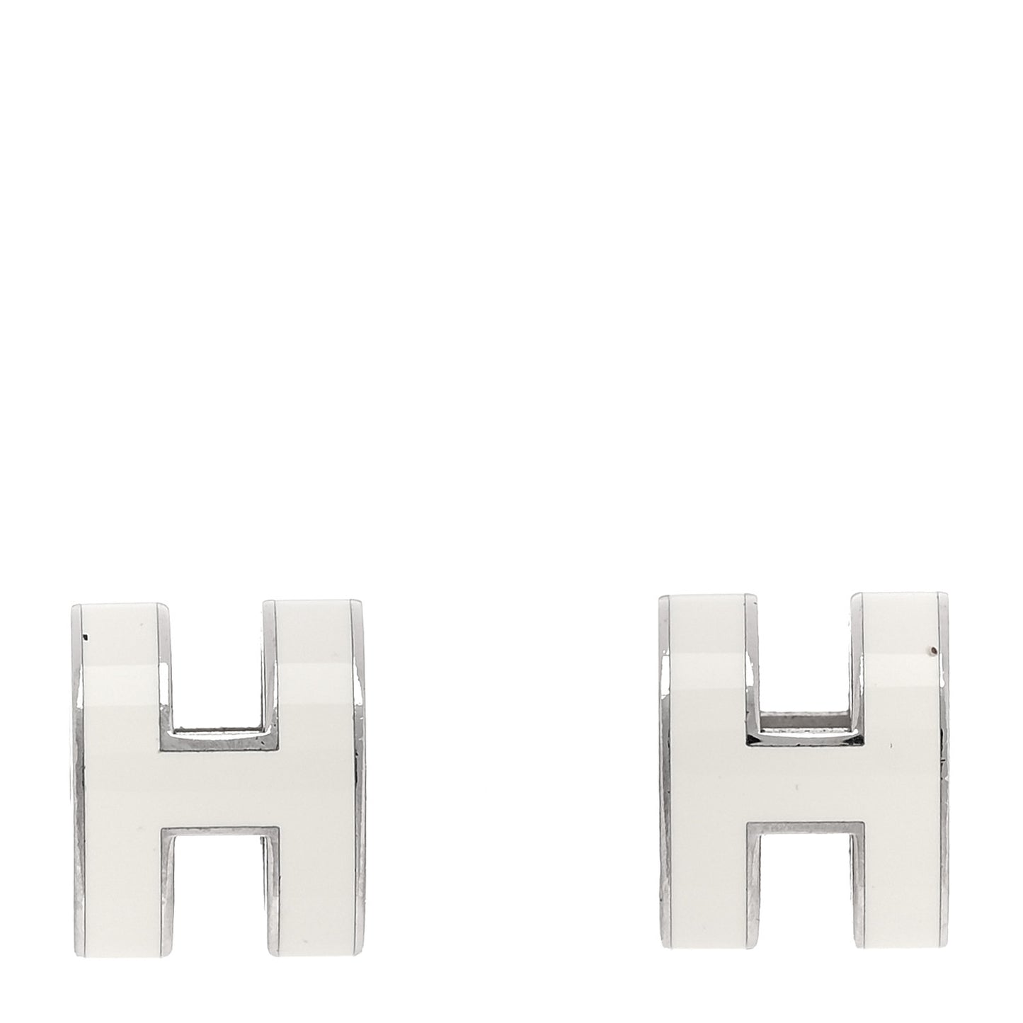 Palladium Lacquered Pop H Earrings White