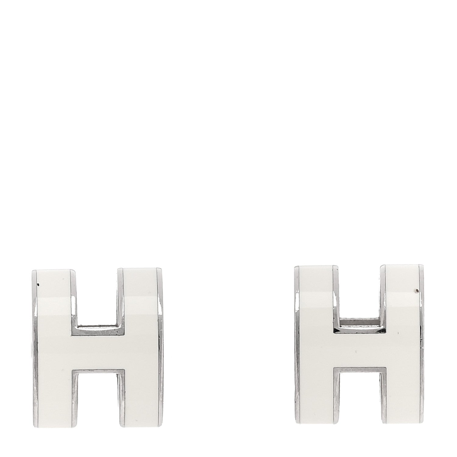 Hermes Palladium Lacquered Pop H Earrings White 1 of 5