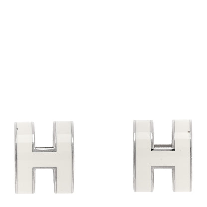 Hermes Palladium Lacquered Pop H Earrings White 1 of 5