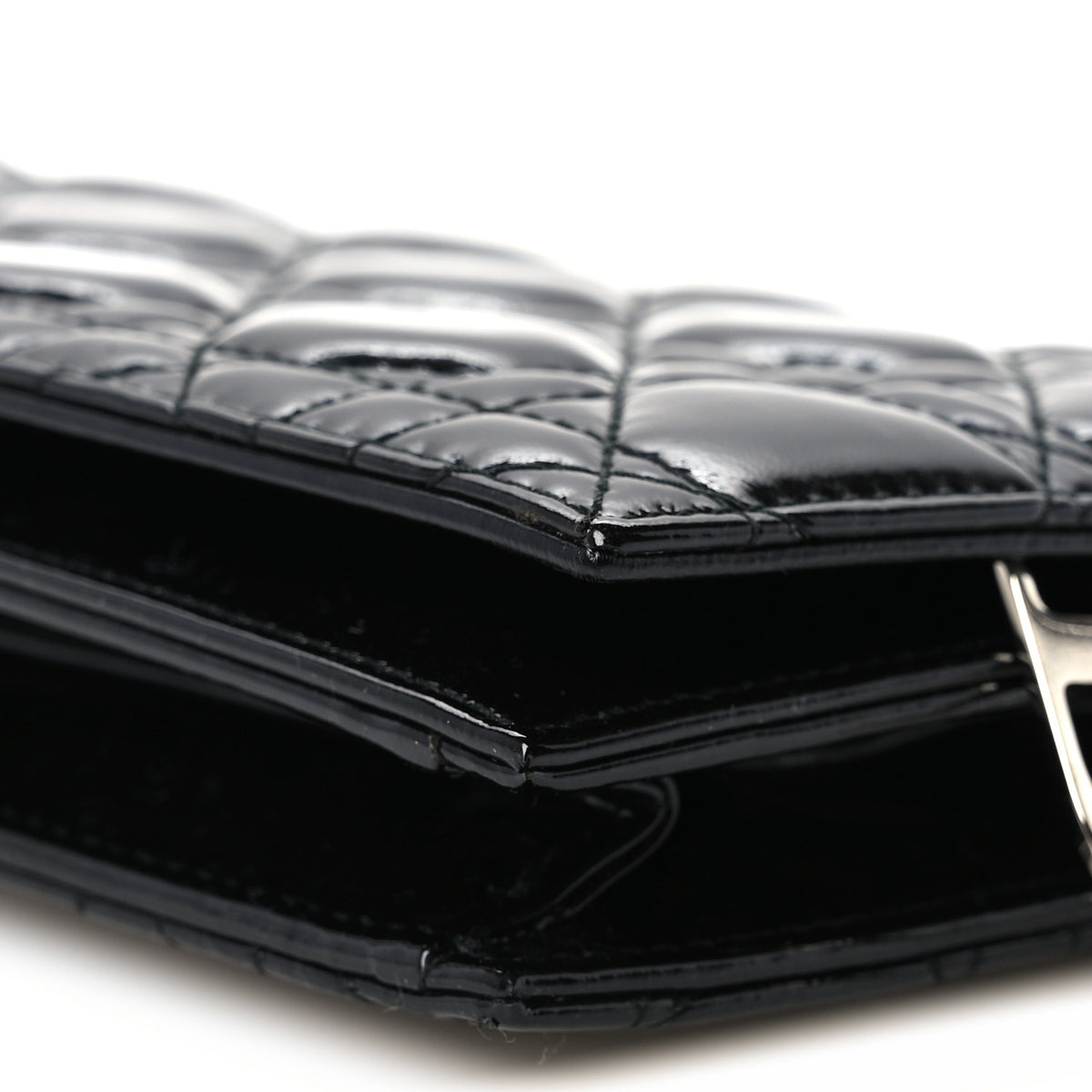 Christian Dior Patent Cannage Lady Dior Rendezvous Wallet On Chain Black 10 of 10