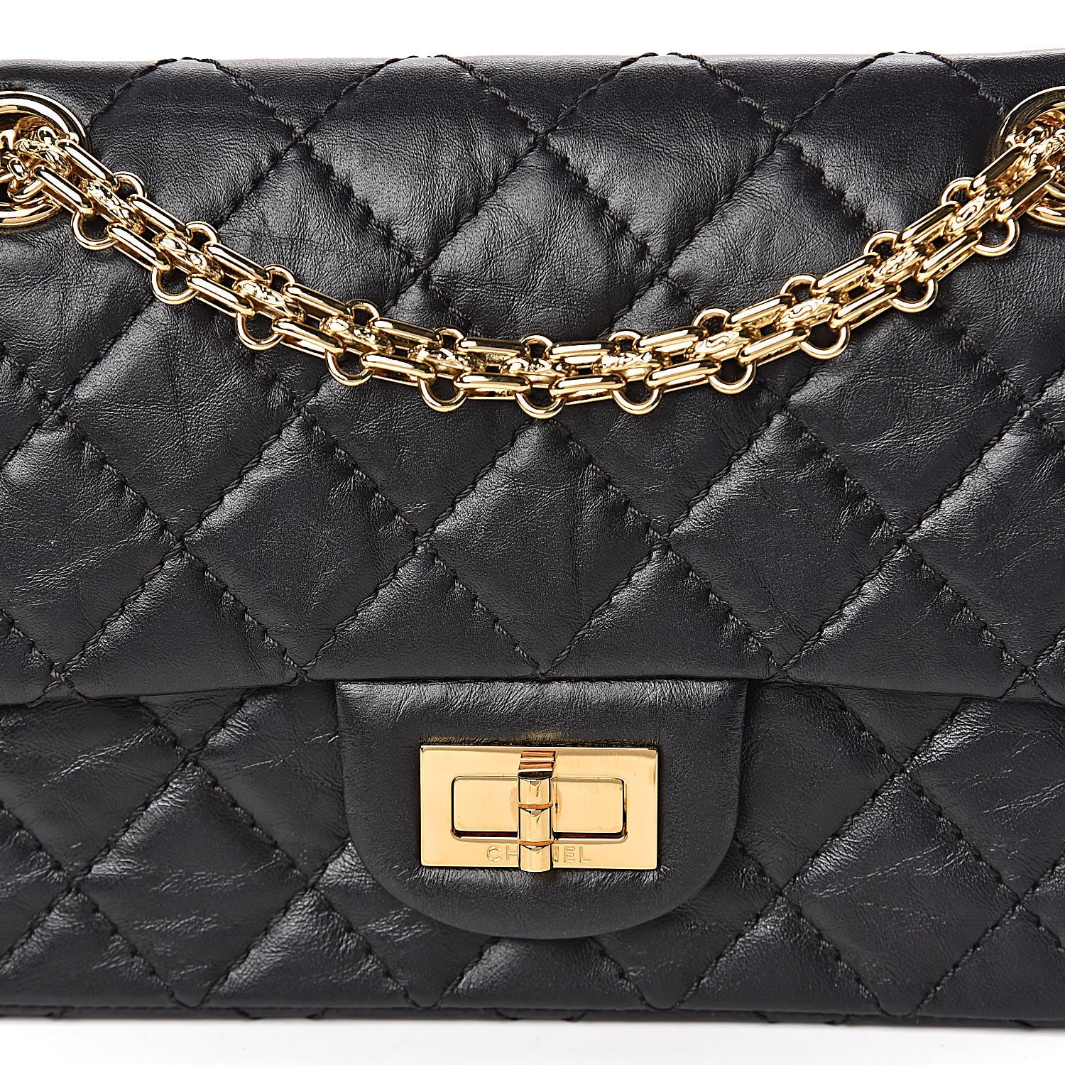 Chanel Aged Calfskin Quilted 2.55 Reissue 224 Flap Black 10 of 15