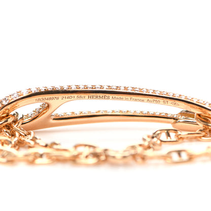 Hermes 18K Rose Gold Diamond Pave MM Chaine D'Ancre Punk Bracelet ST 4 of 5