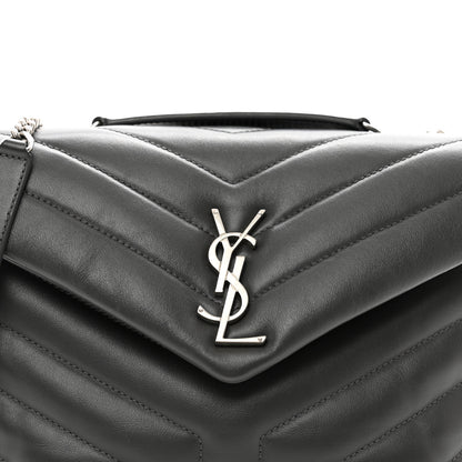 Saint Laurent Calfskin Y Quilted Monogram Small Loulou Chain Satchel Storm 5 of 10