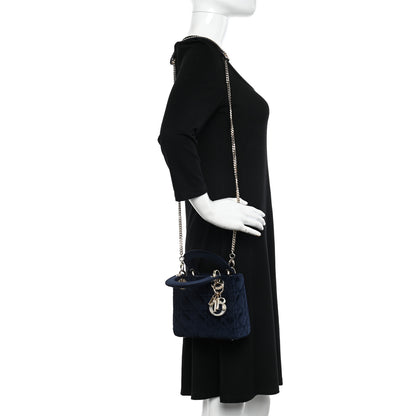 Christian Dior Velvet Mini Lady Dior Navy Blue 2 of 11