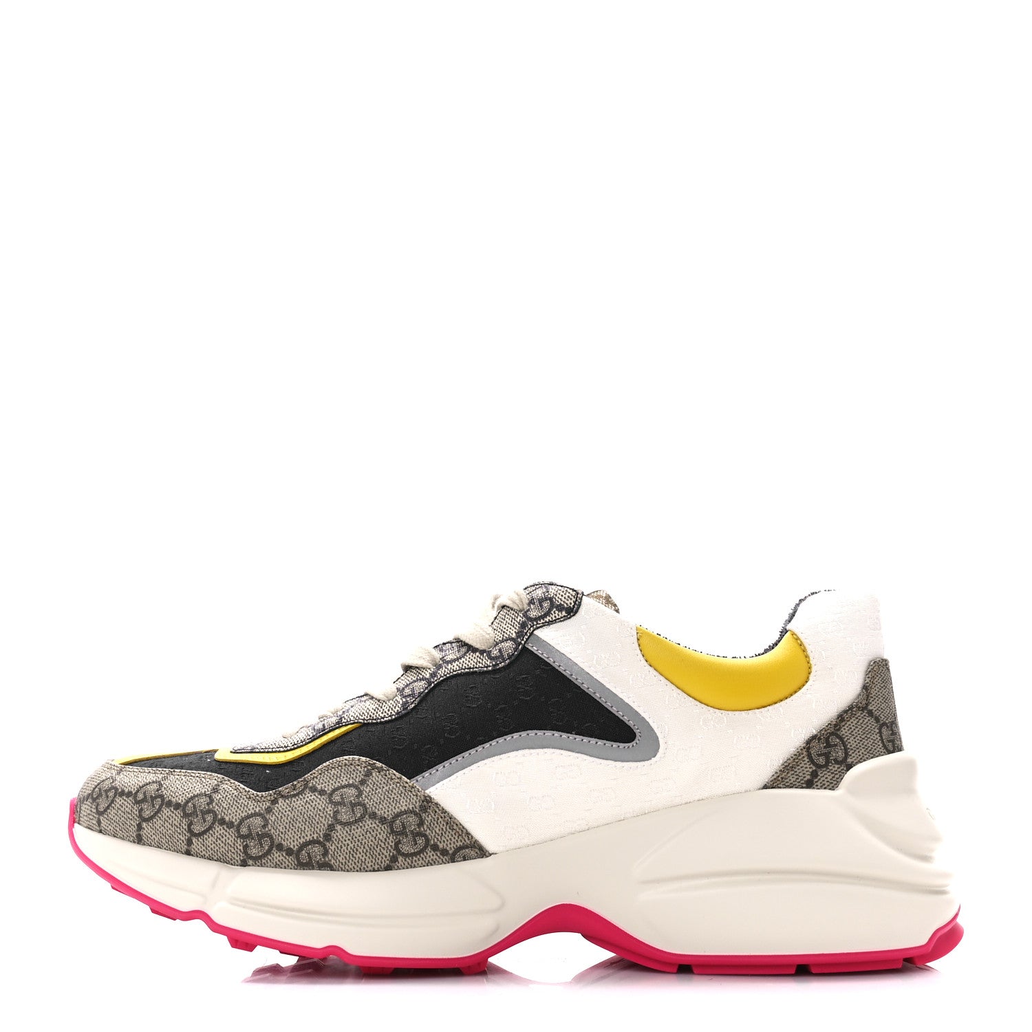 Gucci GG Supreme Monogram Mix Monogram Mens Rhyton Sneakers 8 London Blue Beige Sun Yellow 1 of 8