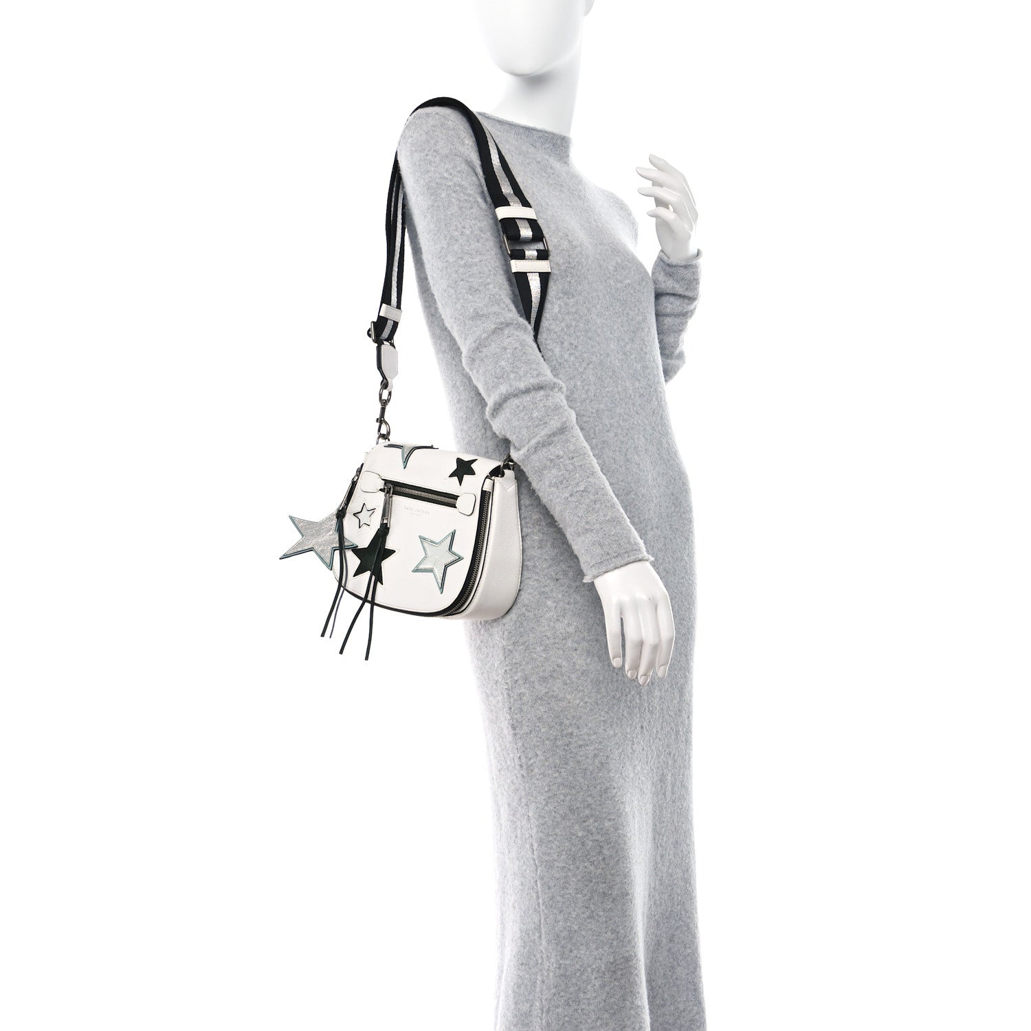 Marc Jacobs Pebbled Calfskin Star Patchwork Small Saddle Bag White Multicolor Almond 2 of 8