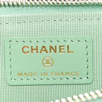 Chanel Caviar Quilted CC Zip Around Card Holder Light Green 6 of 9