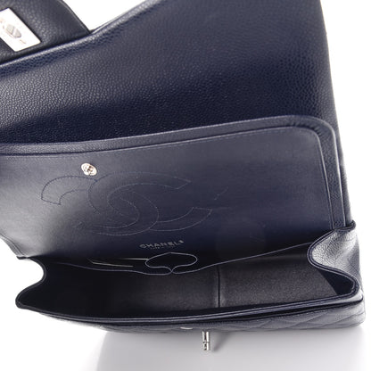 Chanel Caviar Quilted Jumbo Double Flap Navy Blue 6 of 10