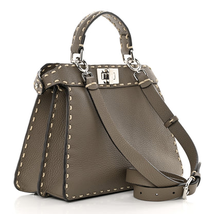 Fendi Vitello Granato Camoscio Selleria Macro Stitchings Small Peekaboo I SEE U Satchel Tartufo 3 of 13