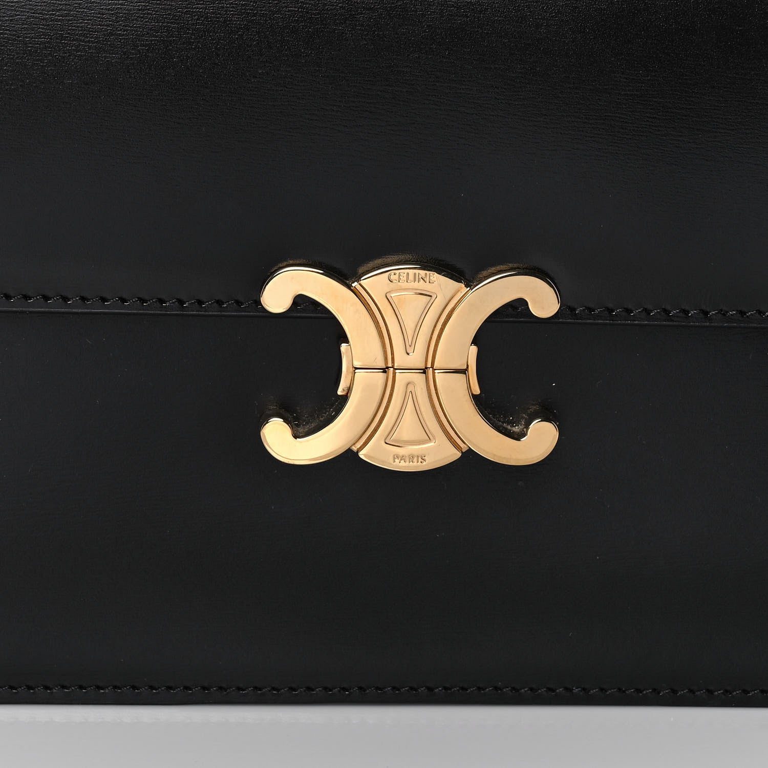 Celine Shiny Calfskin Triomphe Clutch Black 9 of 11