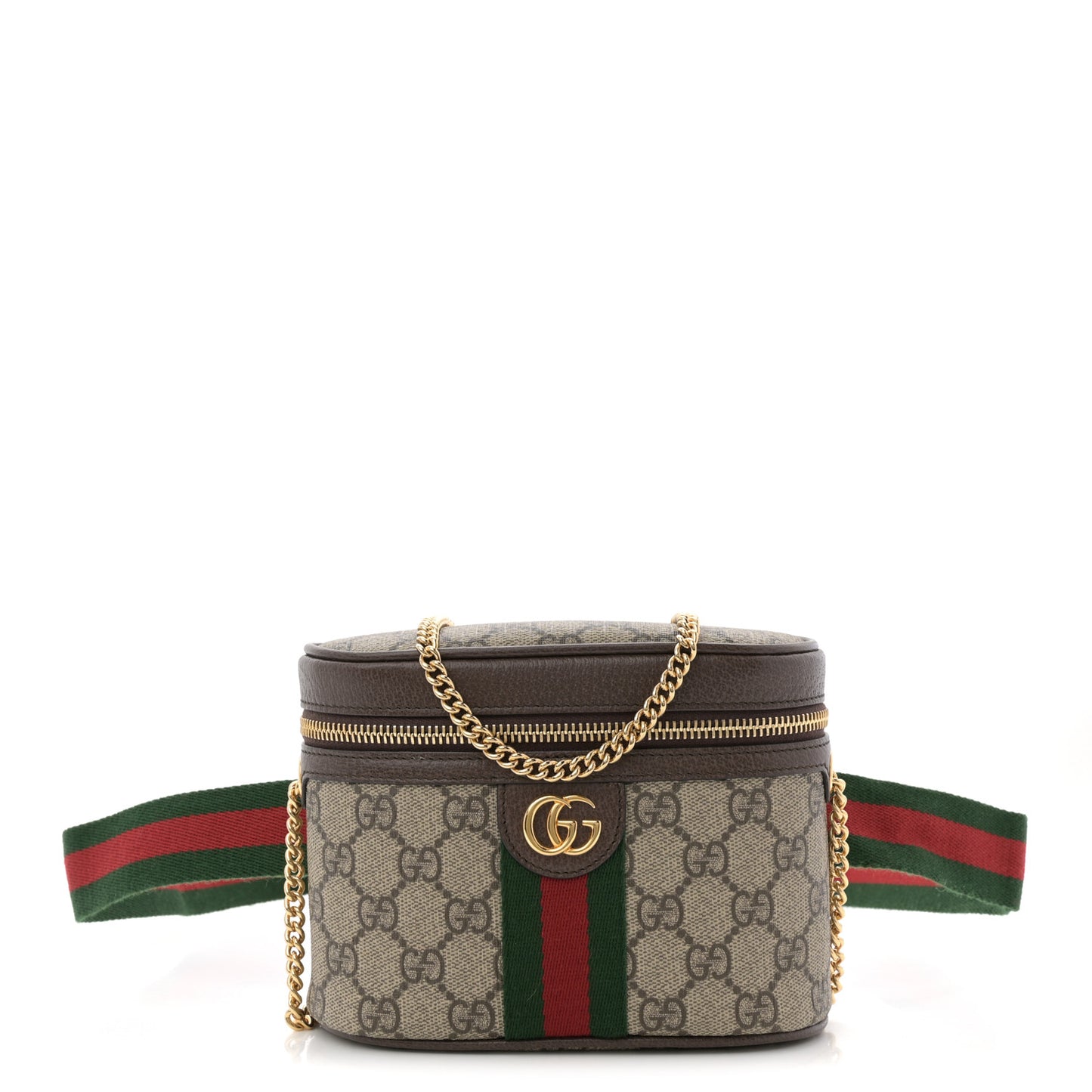 GG Supreme Monogram Textured Dollar Calfskin Web Ophidia Belt Bag 110 44 Beige Ebony New Acero