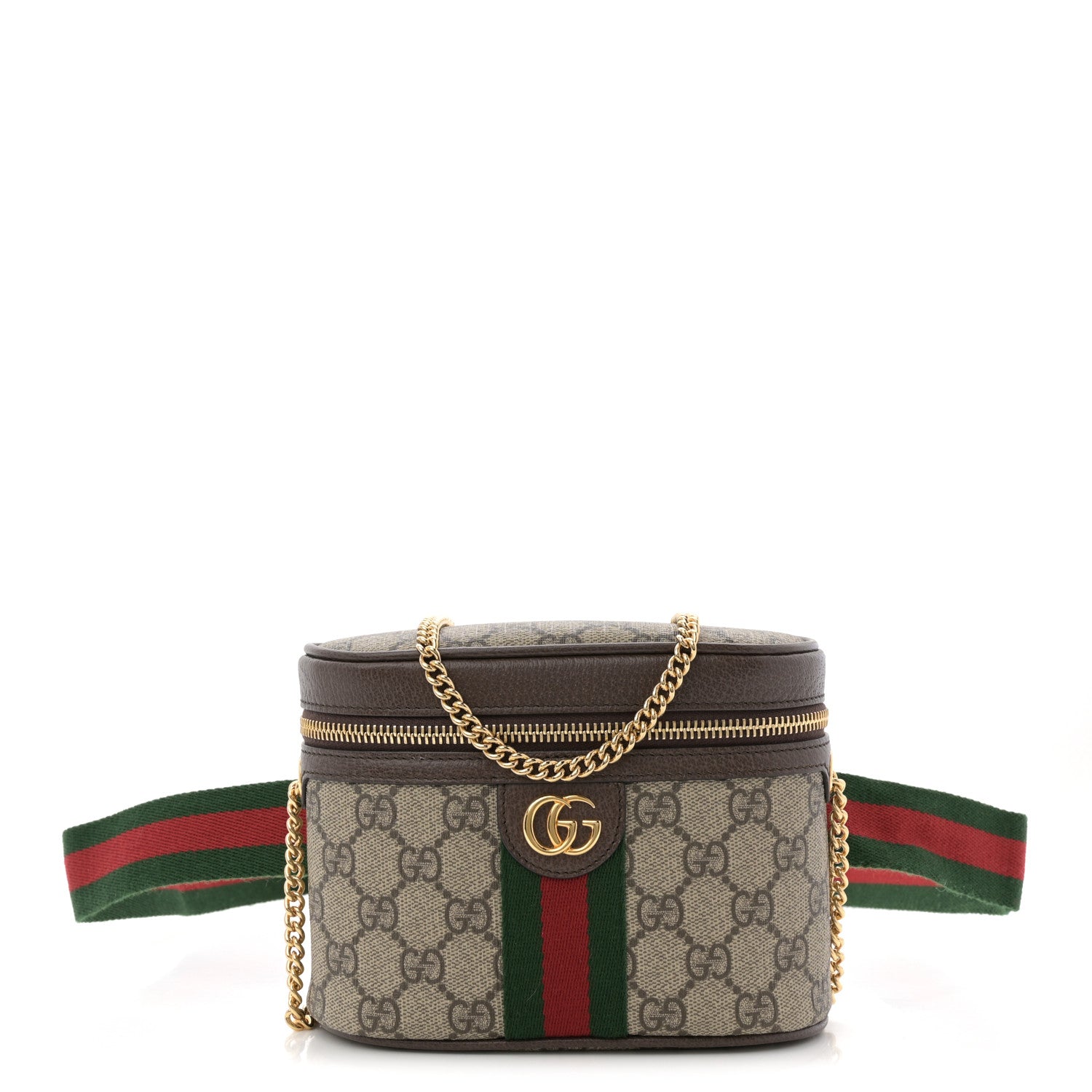 Gucci GG Supreme Monogram Textured Dollar Calfskin Web Ophidia Belt Bag 110 44 Beige Ebony New Acero 1 of 10