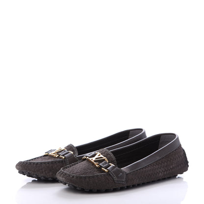Louis Vuitton Woven Suede Oxford Loafers 40 Brown 3 of 6