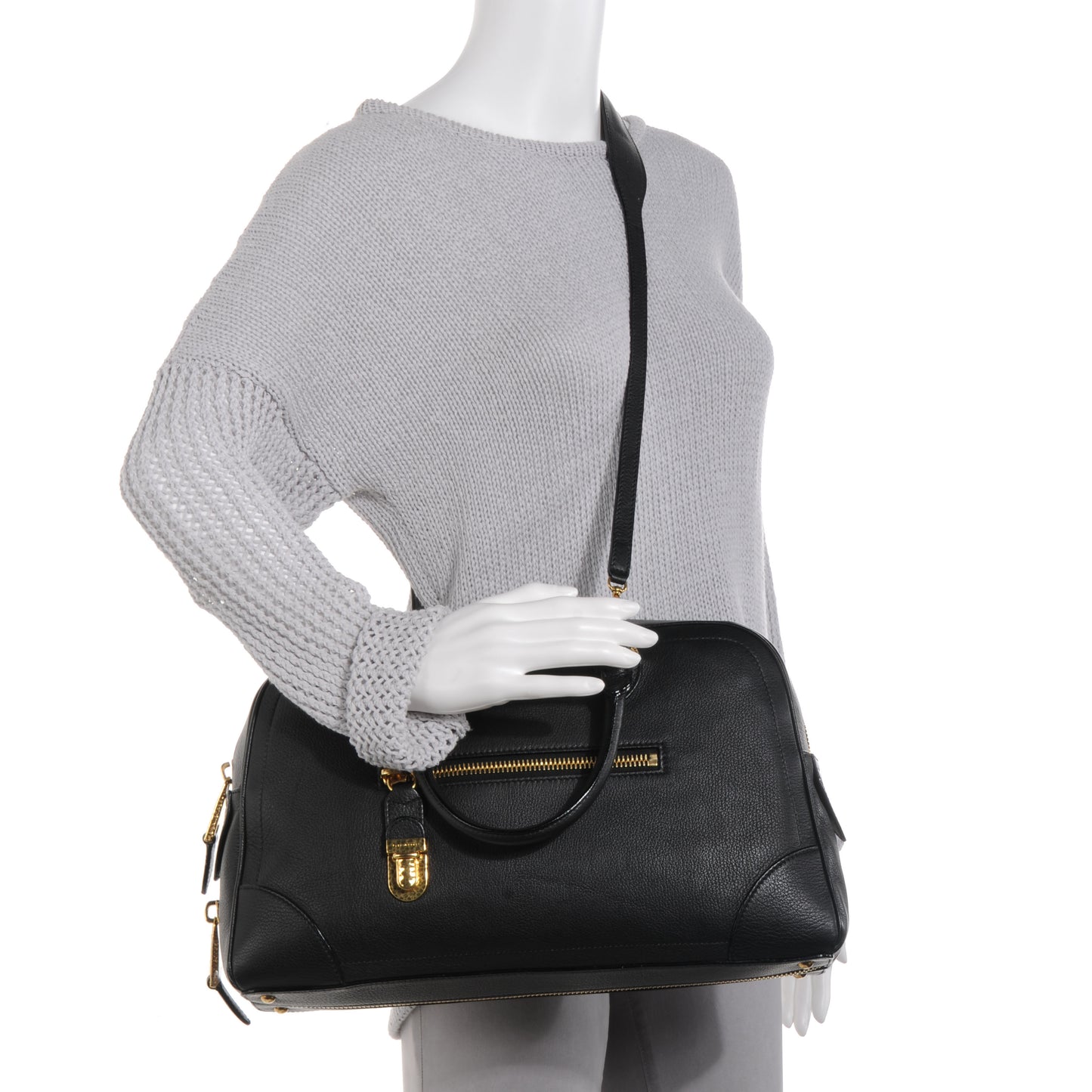 Leather Venetia Large Satchel Black