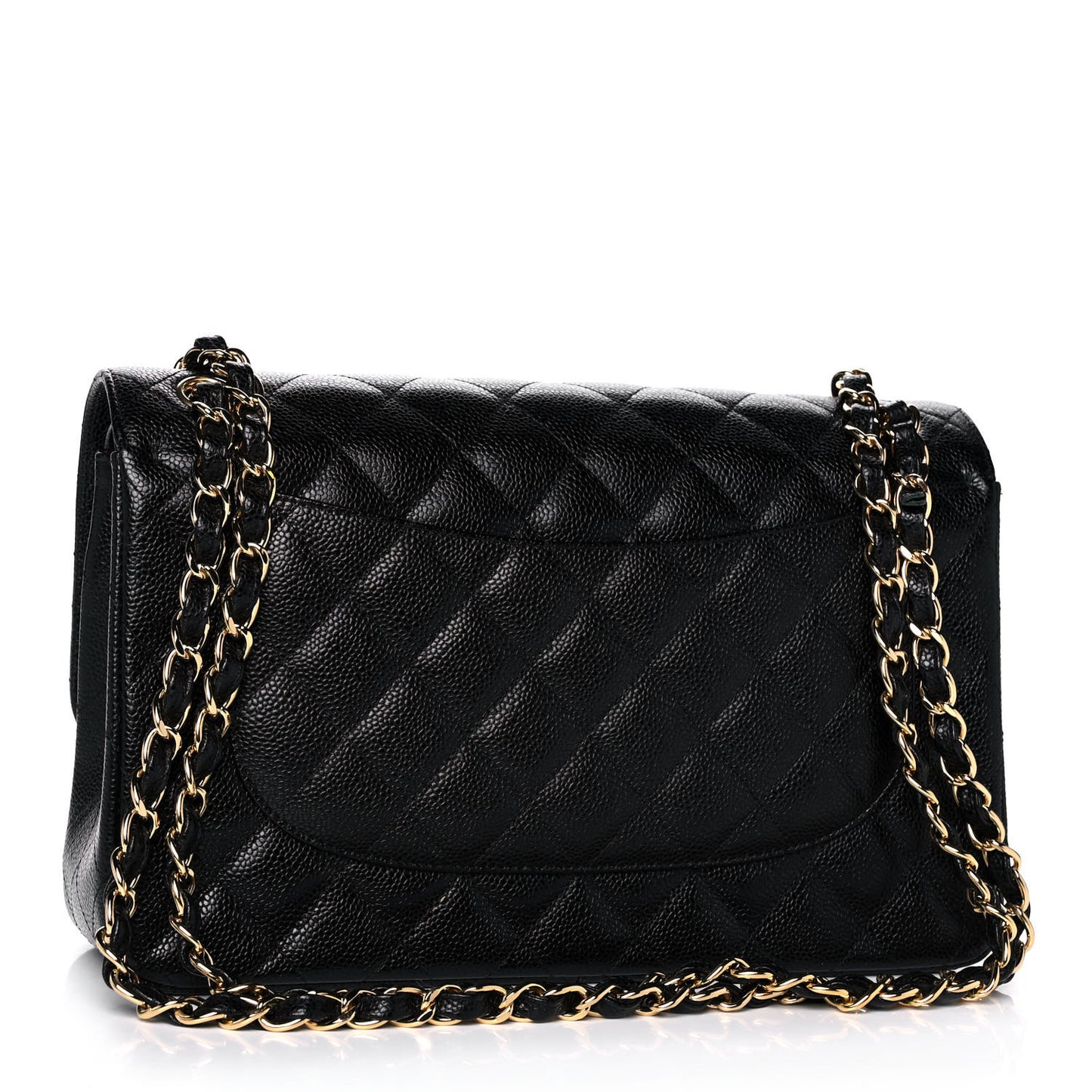 Caviar Quilted Jumbo Double Flap Black