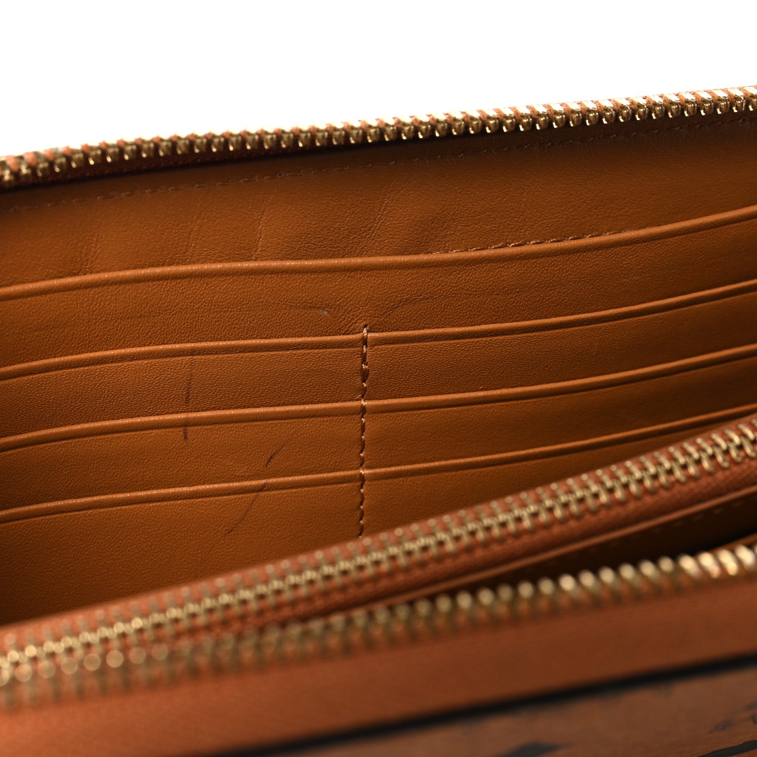 MCM Visetos Studded Crystal Zip Around Wallet Cognac 7 of 7