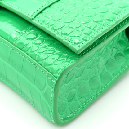 Balenciaga Shiny Calfskin Tonal B Crocodile Embossed Hourglass Chain Bag Vivid Green 12 of 14