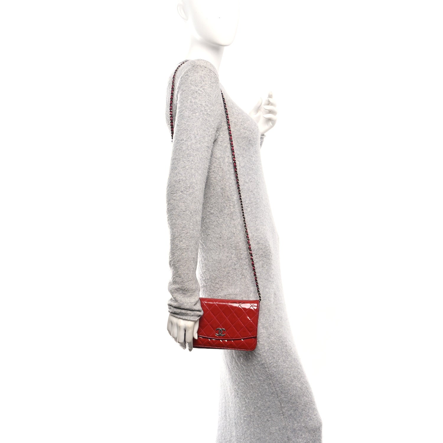 Chanel Patent Quilted Brilliant Wallet On Chain WOC Coral 2 of 16