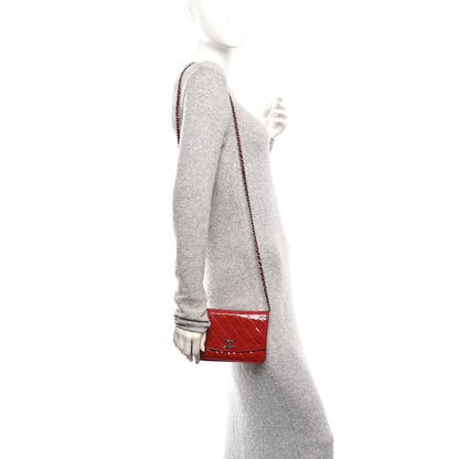Chanel Patent Quilted Brilliant Wallet On Chain WOC Coral 2 of 16
