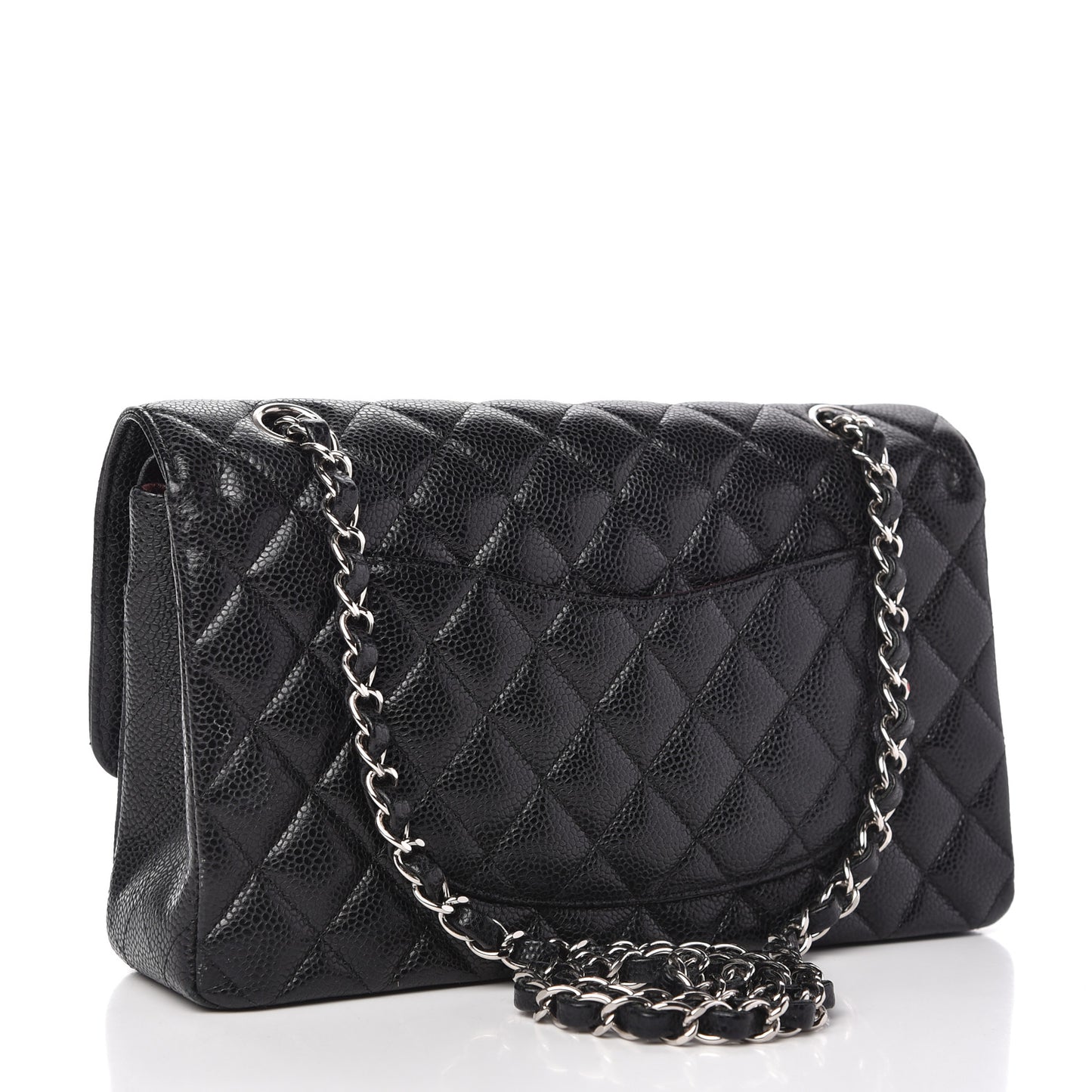 Caviar Quilted Medium Double Flap Black