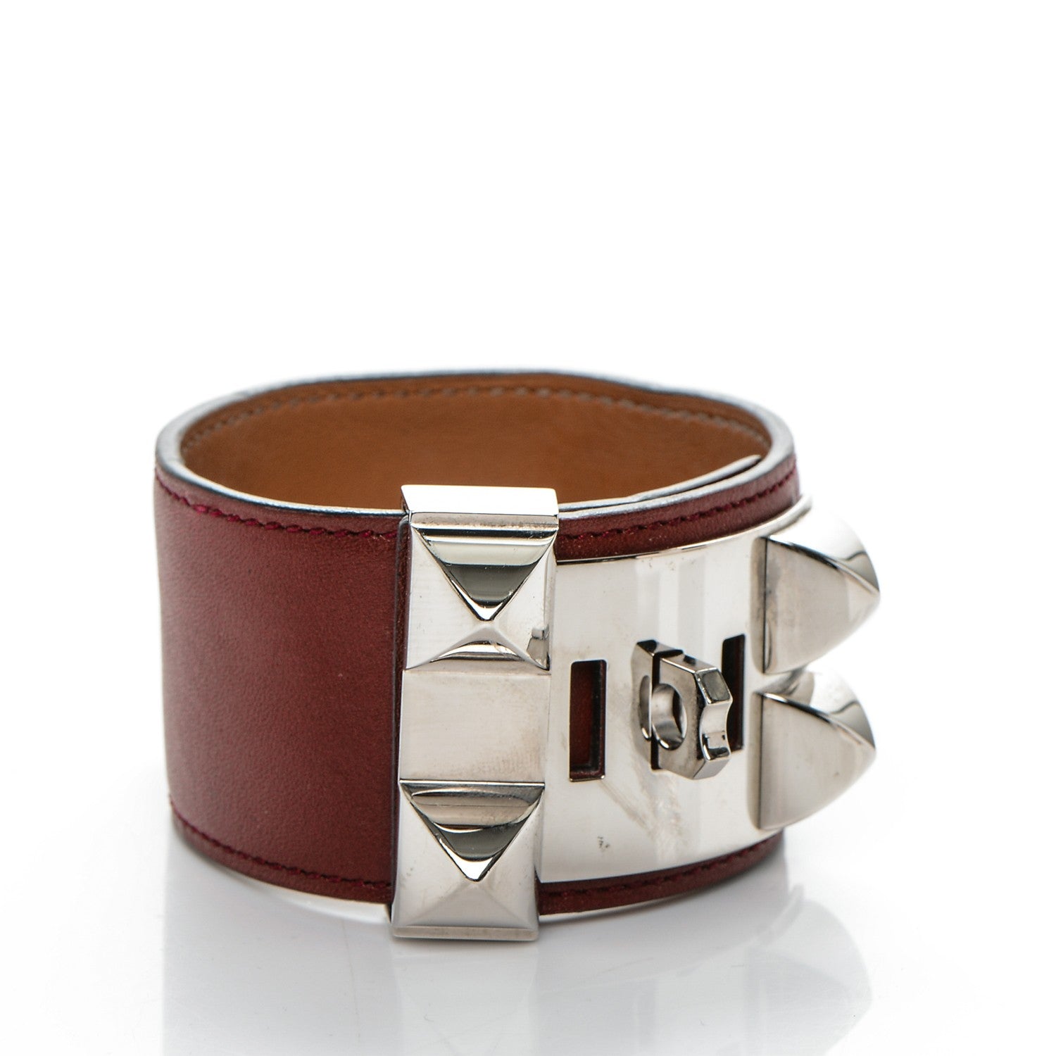 Hermes Tadelakt Collier De Chien CDC Bracelet L Rouge H 3 of 6